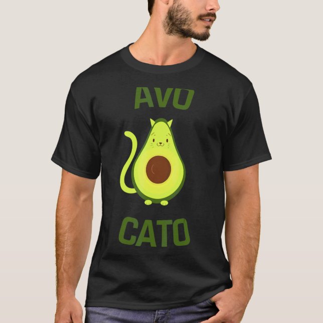 Vegan Cat Avocato Avocado Cat Owner Veggie T-Shirt (Front)