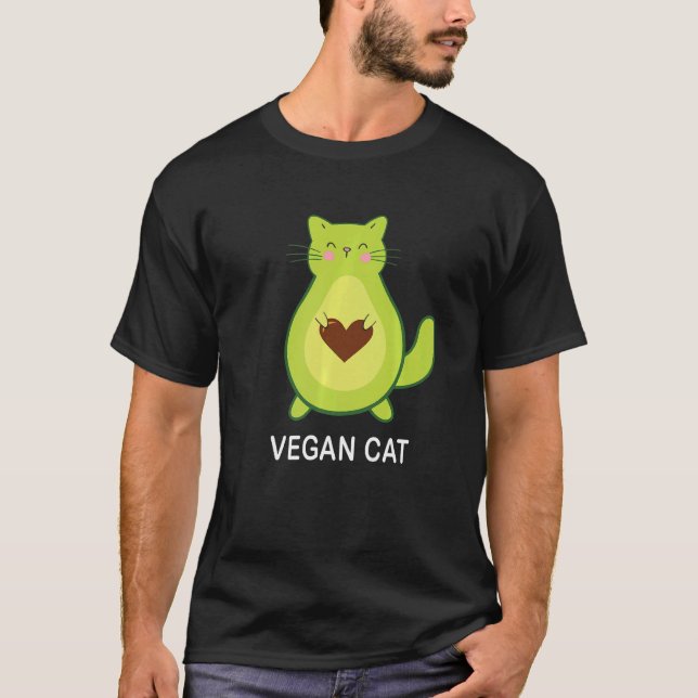 Vegan Cat Vegetarian Cat Avocato Avocat Avogato T-Shirt (Front)
