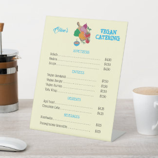 Vegan Catering Table Top Price List Pedestal Sign