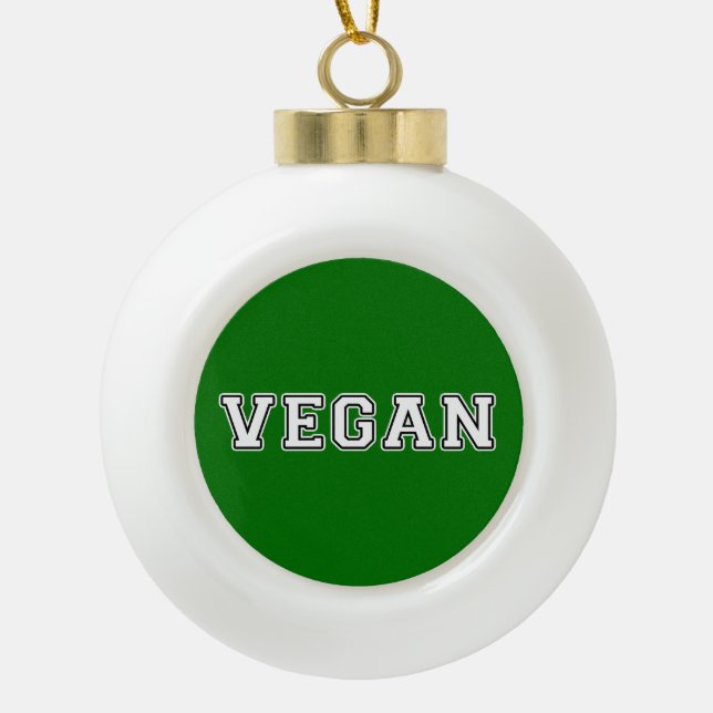 Vegan Ceramic Ball Christmas Ornament (Front)