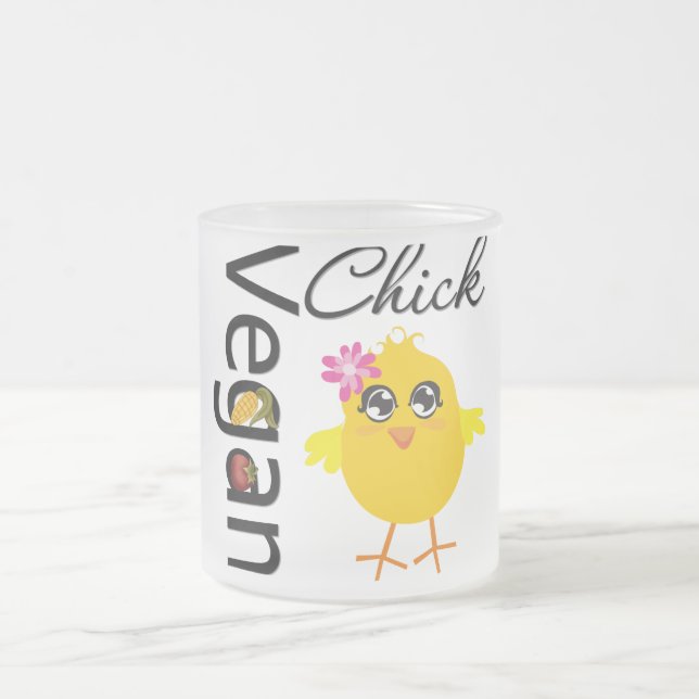 Vegan Chick Frosted Glass Coffee Mug (Center)