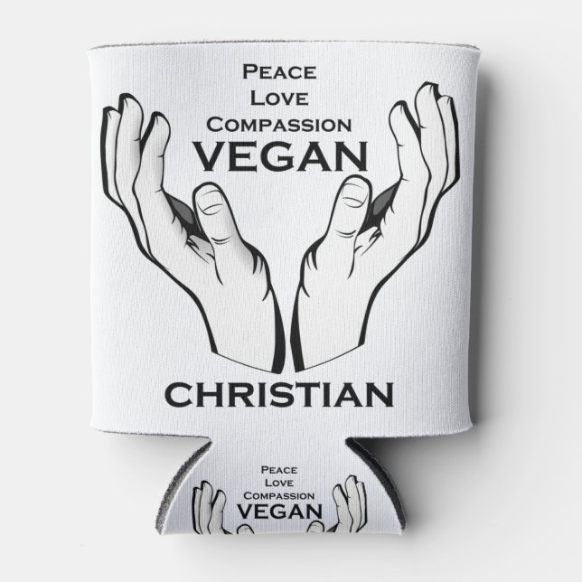 vegan Christian Message Gift Can Cooler (Front)