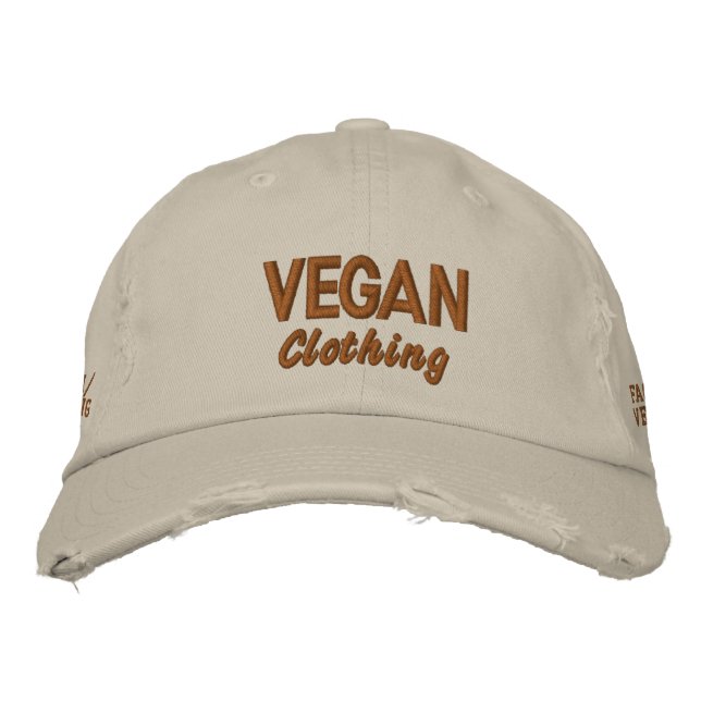 VEGAN Clothing Distressed Embroidered Hat (Front)
