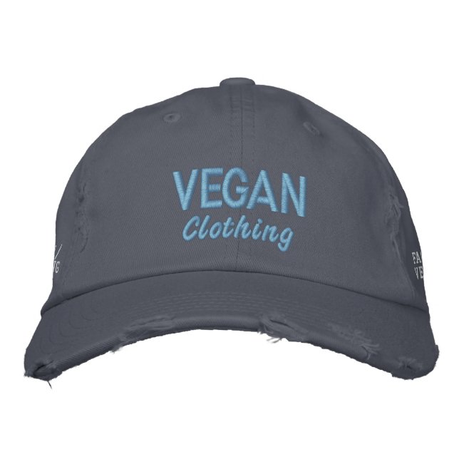 VEGAN Clothing Distressed Embroidered Hat (Front)
