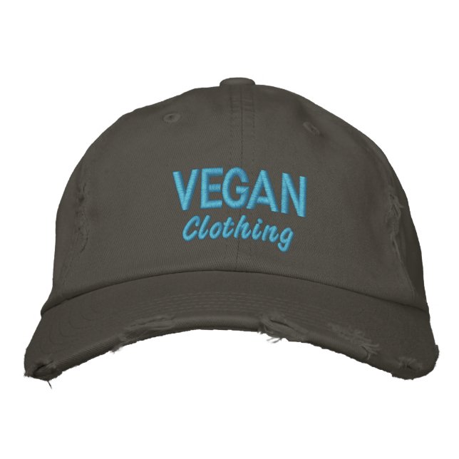VEGAN Clothing Distressed Embroidered Hat (Front)