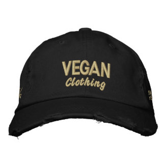 VEGAN Clothing Distressed Embroidered Hat