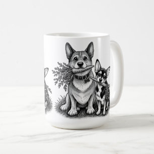 Vegan Corgi & Chihuahua with Carrots Coffee Mug