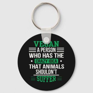 Vegan Crazy Idea Animals Shouldnt Suffer Key Ring