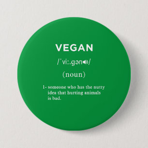 vegan definition green circle 7.5 cm round badge