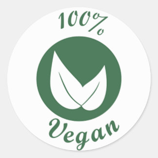 Vegan Design 3 Green on White Classic Round Sticker