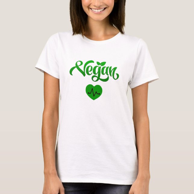 Vegan Diet Heart Healthy and Eco-Friendly Living T-Shirt (Front)