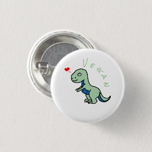 Vegan Dinosaur Kind Dino Love Animals 3 Cm Round Badge