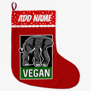 Vegan Elephant Large Christmas Stocking