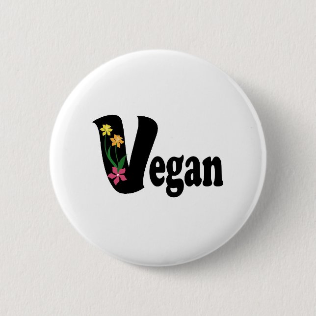 Vegan Flower 6 Cm Round Badge (Front)