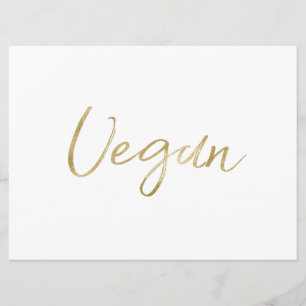 "Vegan" Food Sign   Stylish Gold Hand Lettered Invitation
