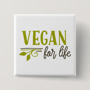 Vegan For Life 15 Cm Square Badge