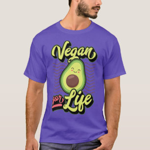 Vegan For Life Cute Pro Vegan Kawaii Avocado Lover T-Shirt