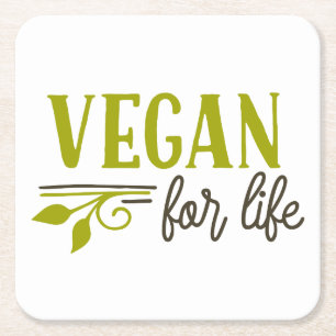 Vegan For Life Square Paper Coaster