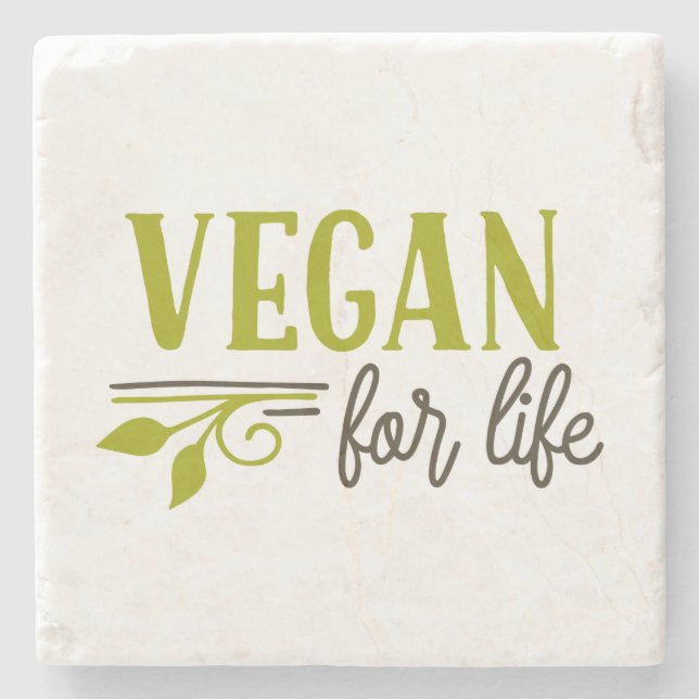 Vegan For Life Stone Coaster (Front)