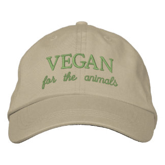 Vegan for the animals beige embroidered hat