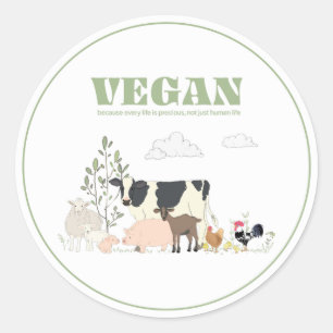 Vegan for the Animals Classic Round Sticker