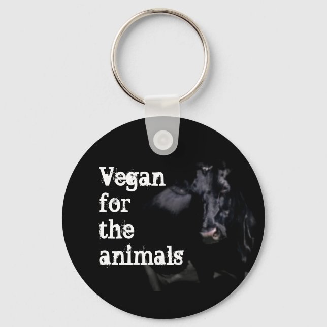 Vegan for the animals - Cow Key Ring (Front)