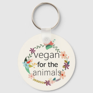 Vegan for the animals floral design key ring