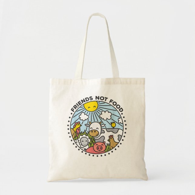 Vegan Friends Not Food Veganism Plant Based Food V Tote Bag (Front)