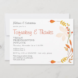 Vegan Friendsgiving Vegetarian Thanksgiving Feast Invitation