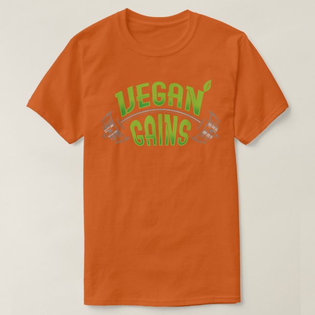 Vegan Gains Muscles Bodybuilder  T-Shirt (Design Front)