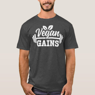 Vegan Gains Plant Fitness Gym Funny Vegetarian T-Shirt