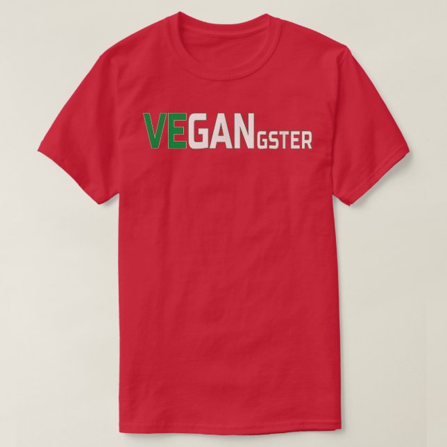 Vegan Gangster Vegangster Vegetarian Women Men Fun T-Shirt (Design Front)
