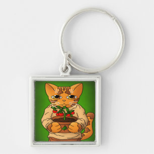 Vegan Gardener Cat Key Ring
