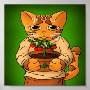 Vegan Gardener Cat Poster
