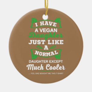 Vegan Gift for Parents Cute Phrase Dad and Mum Ceramic Tree Decoration