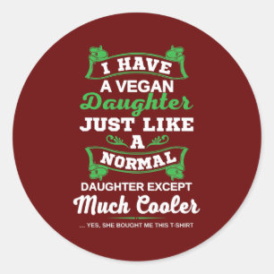 Vegan Gift for Parents Cute Phrase Dad and Mum Classic Round Sticker