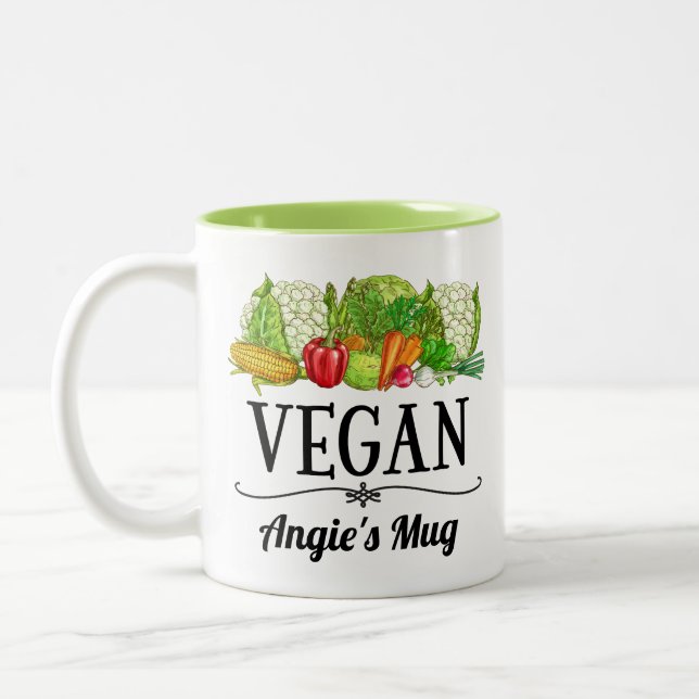 Vegan Gift Personalised Two-Tone Coffee Mug (Left)