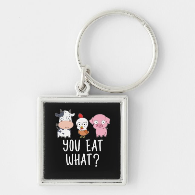 Vegan Gift Vegetarian Gifts Plant Funny Vegan Key Ring (Front)