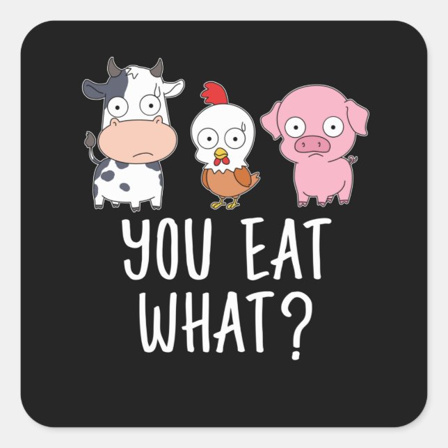 Vegan Gift Vegetarian Gifts Plant Funny Vegan Square Sticker (Front)