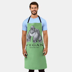 Vegan gorilla gets enough protein funny apron