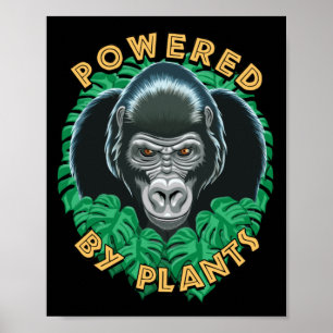 Vegan Gorilla - Powered By Plants Quote Poster