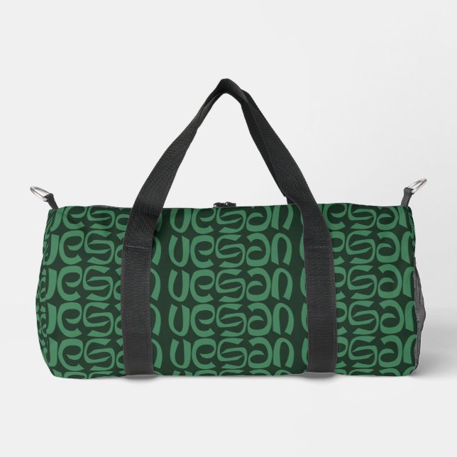 Vegan Green & Black Duffle Bag (Front)