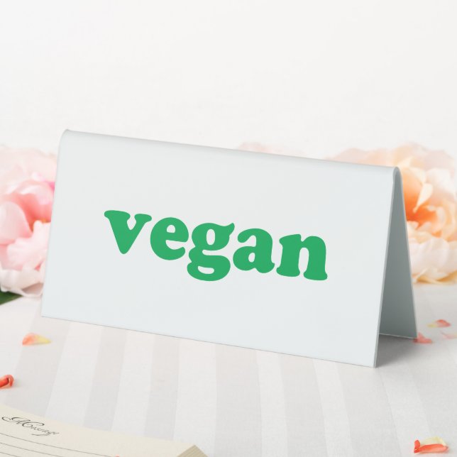 "vegan" green letters, white background (In SItu (Wedding))