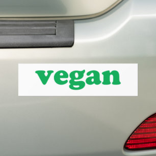 "Vegan" green letters, white background Bumper Sticker