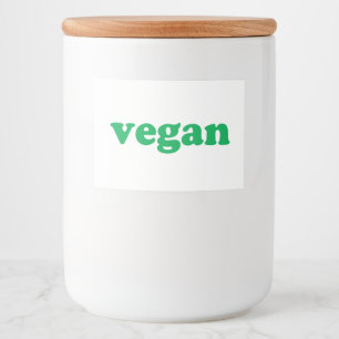 "vegan" green letters, white background food label