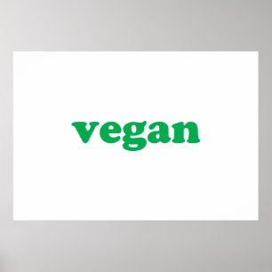 "vegan" green letters, white background poster