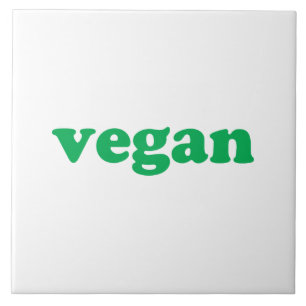 "vegan" green letters, white background tile