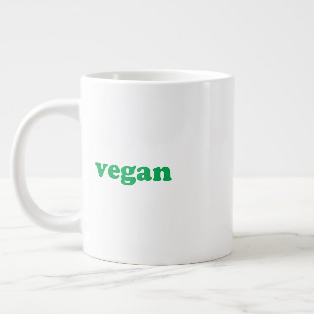 Vegan green modern typography minimalist large coffee mug (Left)