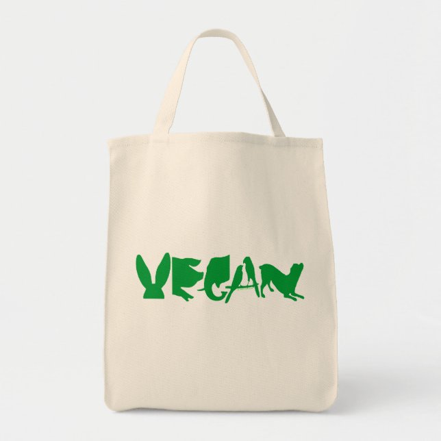 VEGAN GREEN ORGANIC GROCERY TOTE (Front)