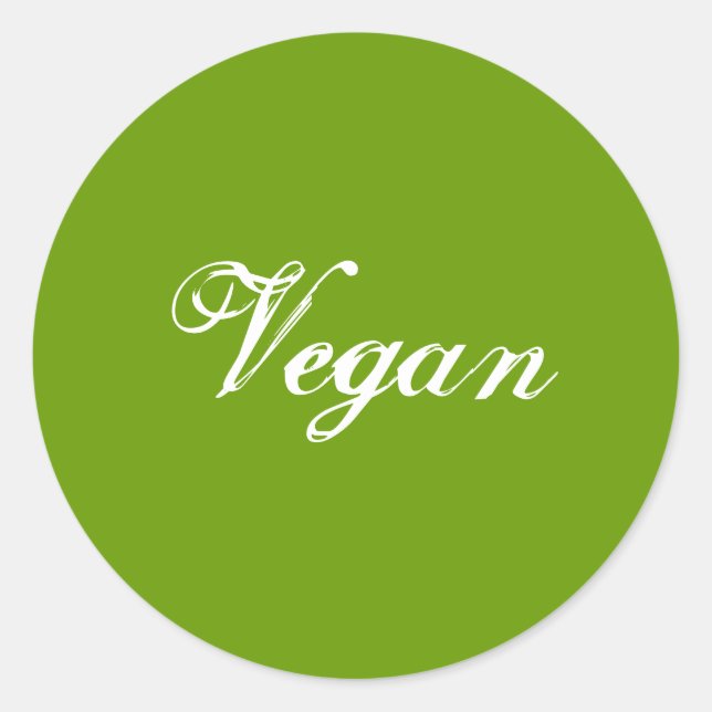 Vegan. Green. Slogan. Custom Classic Round Sticker (Front)